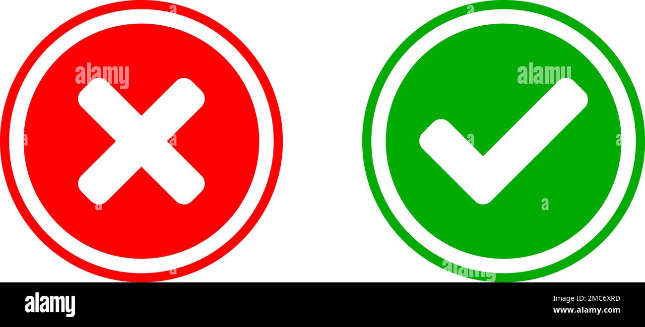 Set of Yes and No or Right and Wrong or Approved and Rejected Icons ...