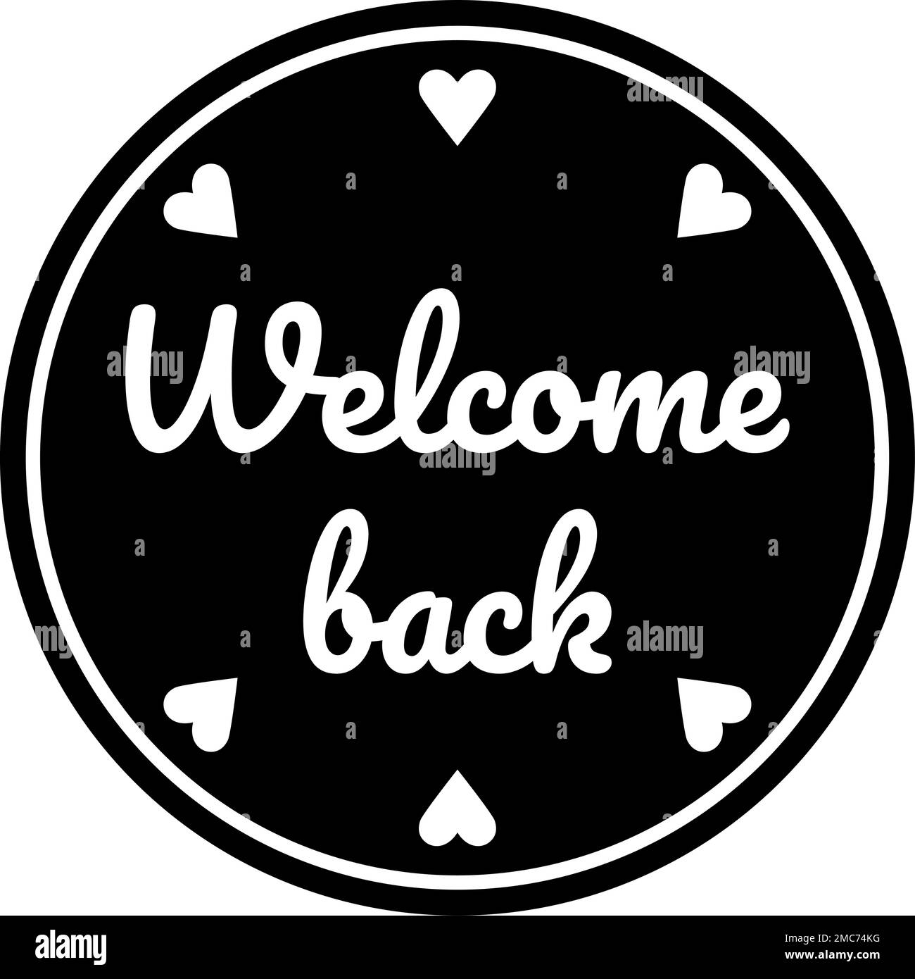 Back Round Circle Badge or Sticker Icon with Heart Shape