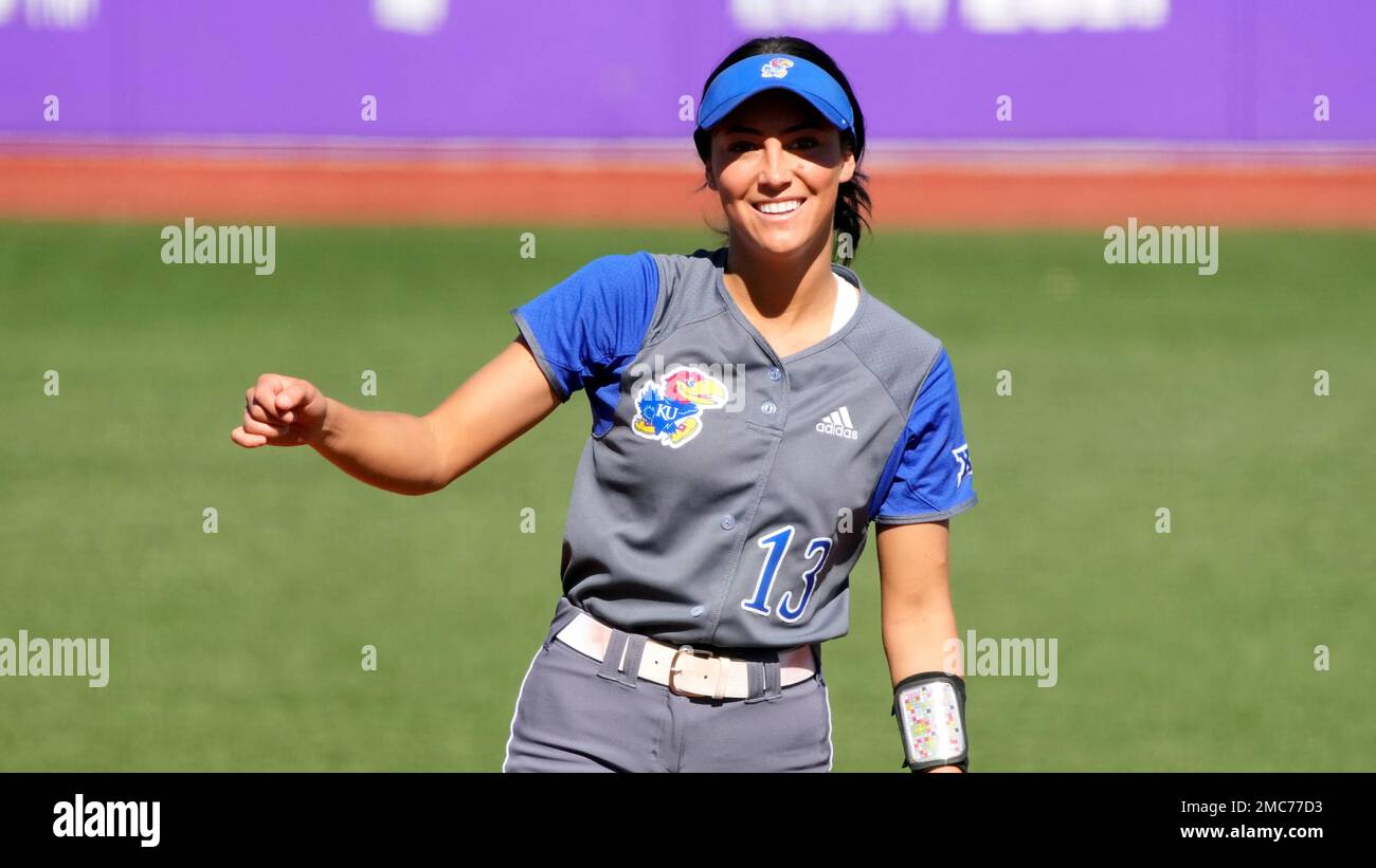 Kansas shortstop Haleigh Harper (13) during an NCAA softball game