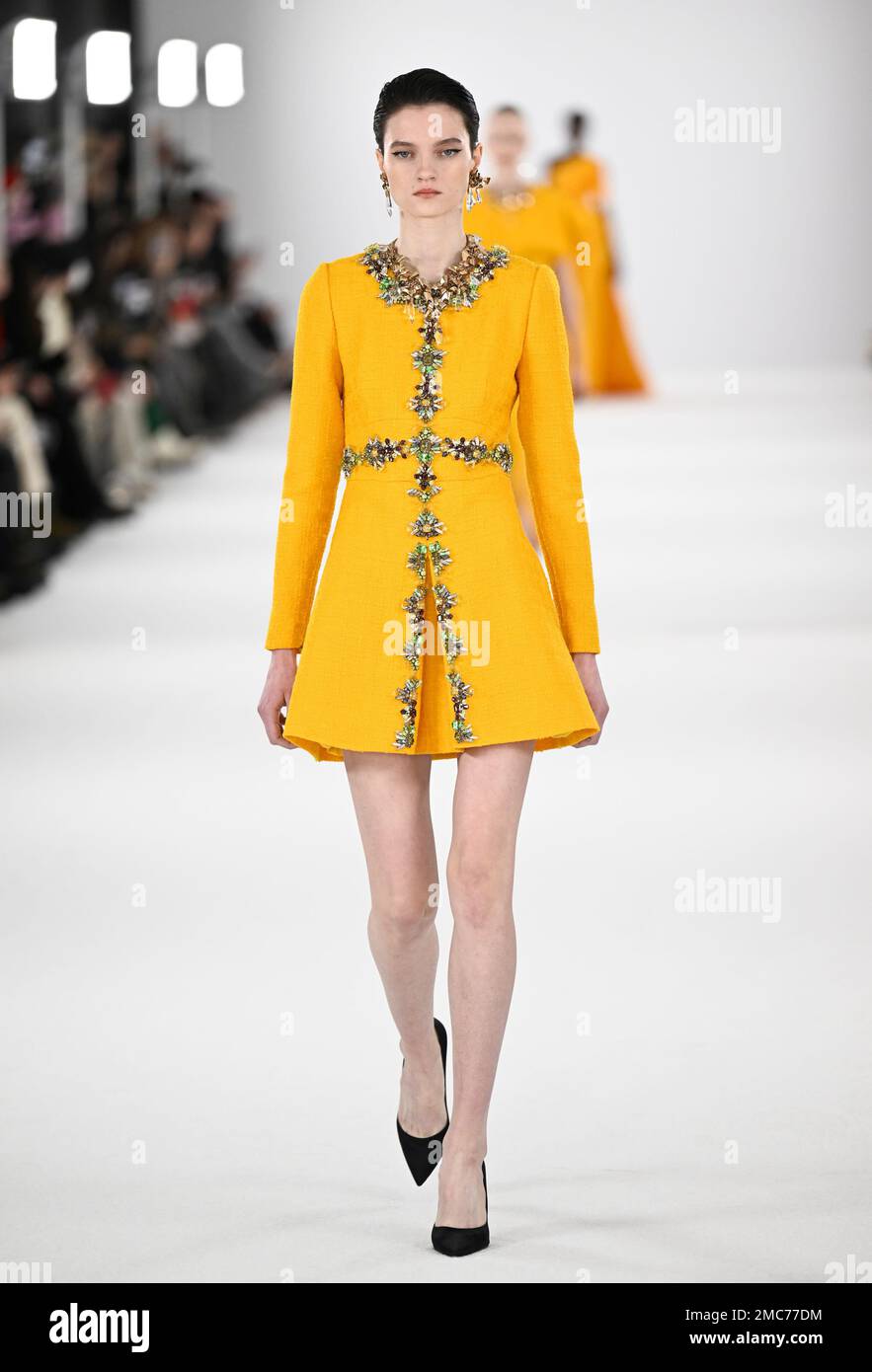 A model walks the runway during the Carolina Herrera Fall/Winter 2022