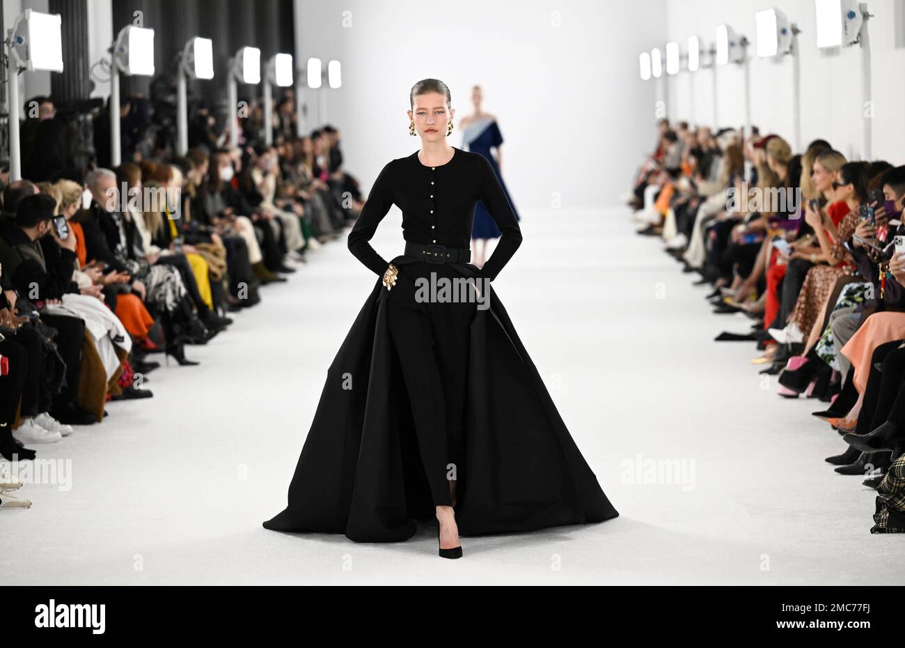 A model walks the runway during the Carolina Herrera Fall/Winter 2022