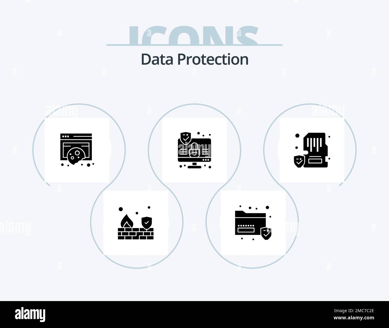 Data Protection Glyph Icon Pack 5 Icon Design. device. security