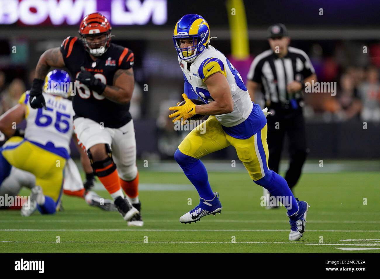 Los Angeles Rams tight end Brycen Hopkins (88) in action against the  Cincinnati Bengals in the second half of Super Bowl 56, Sunday, Feb. 13,  2022 in Inglewood, CA. (AP Photo/Doug Benc