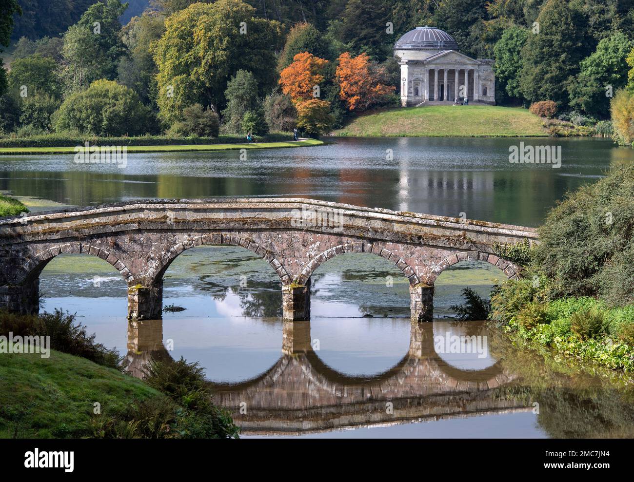 View of the neo-classical garden at Stourhead in Wiltshire, England, UK Stock Photo