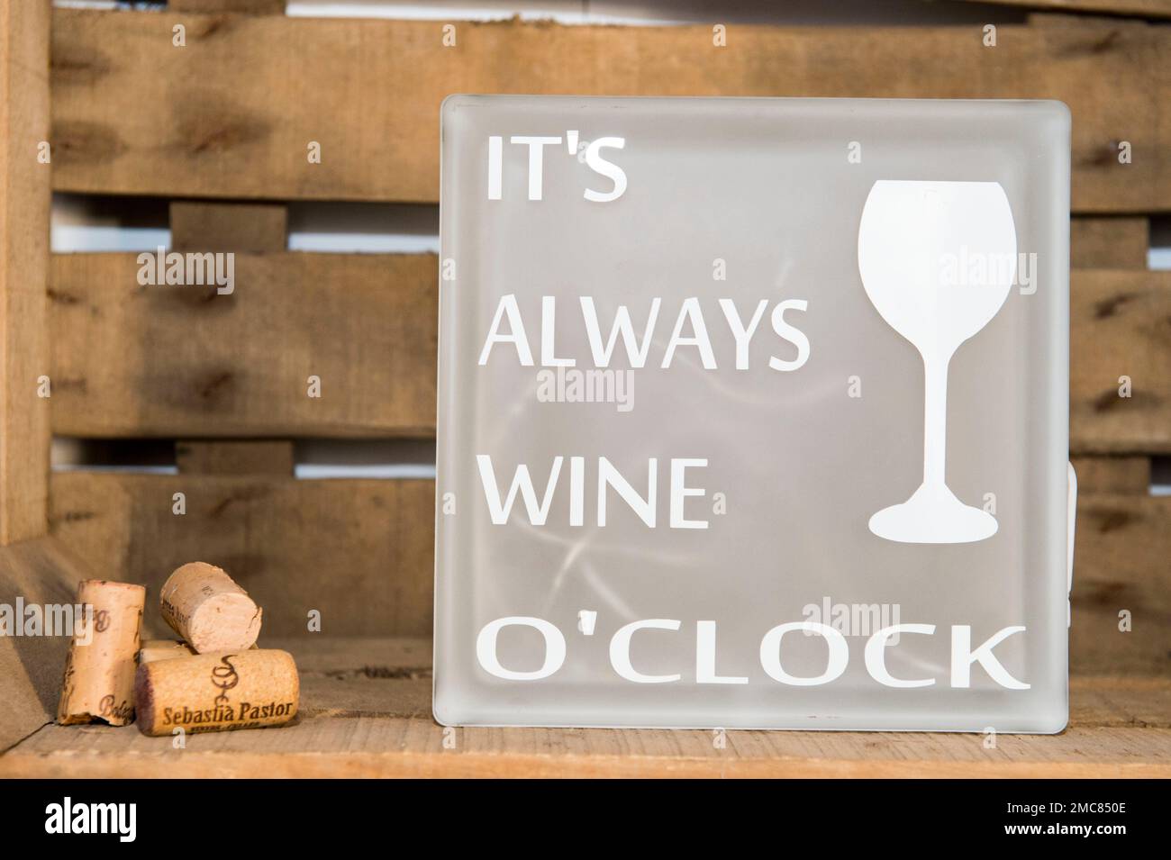Advertisenent for wine in a shop Stock Photo