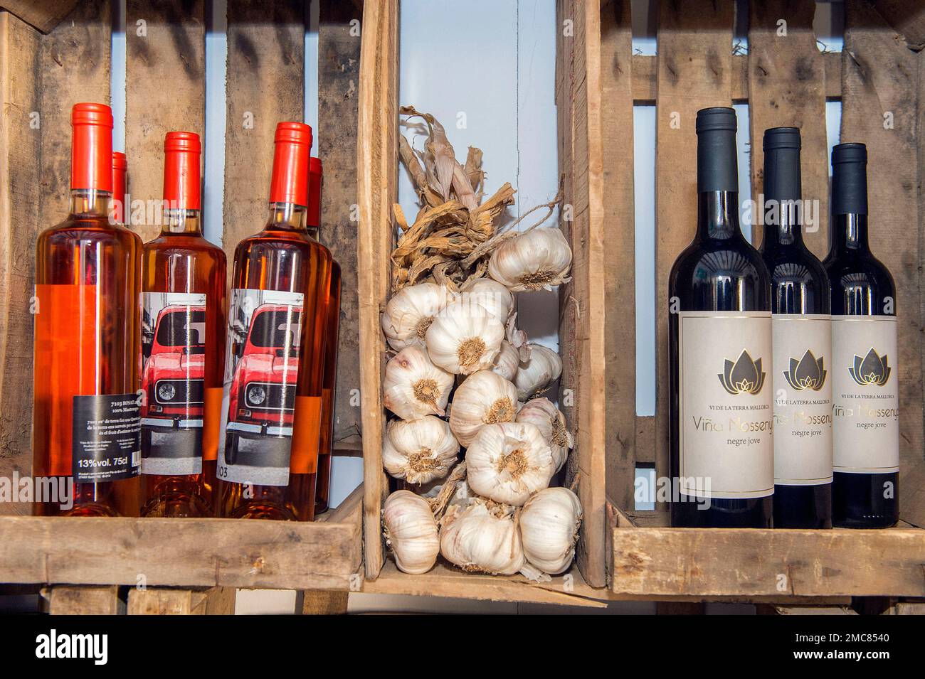 WIne bottles in a shop Stock Photo
