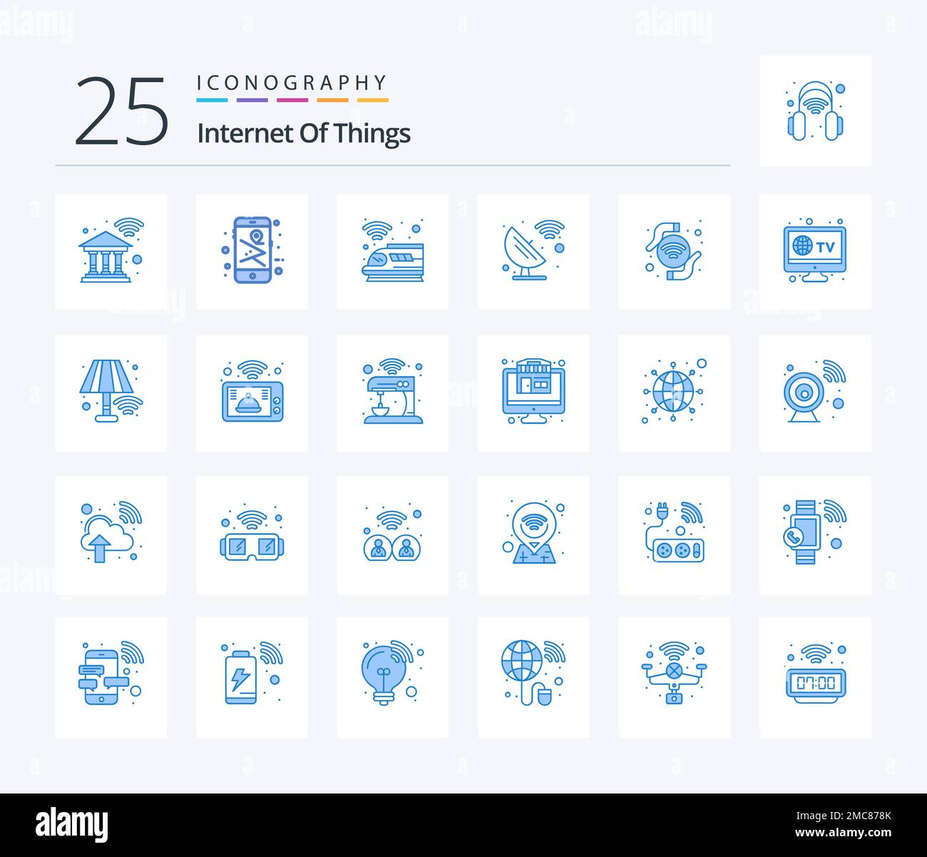 Internet Of Things 25 Blue Color icon pack including connections ...