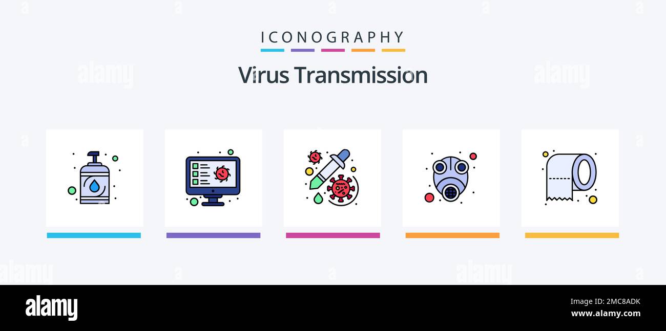 Virus Transmission Line Filled 5 Icon Pack Including gas. safety. bacteria. medical. face. Creative Icons Design Stock Vector