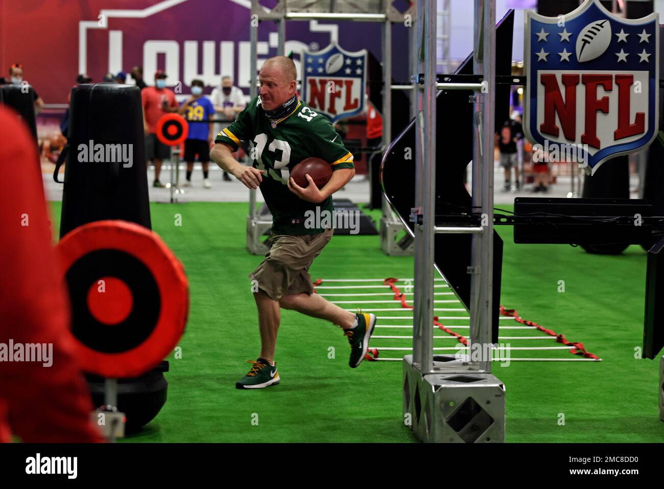 Fans explore the NFL Super Bowl Experience on Thursday, Feb. 10, 2022, in  Los Angeles. (Adam Hunger/AP Images for NFL Stock Photo - Alamy