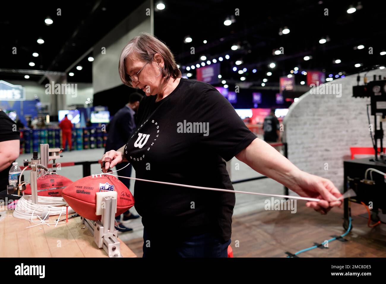 Fans explore the NFL Super Bowl Experience on Thursday, Feb. 10, 2022, in  Los Angeles. (Adam Hunger/AP Images for NFL Stock Photo - Alamy