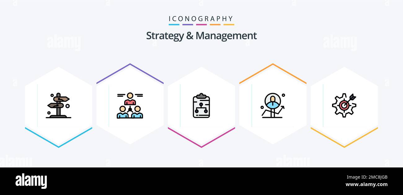 Strategy And Management 25 FilledLine icon pack including chart. user