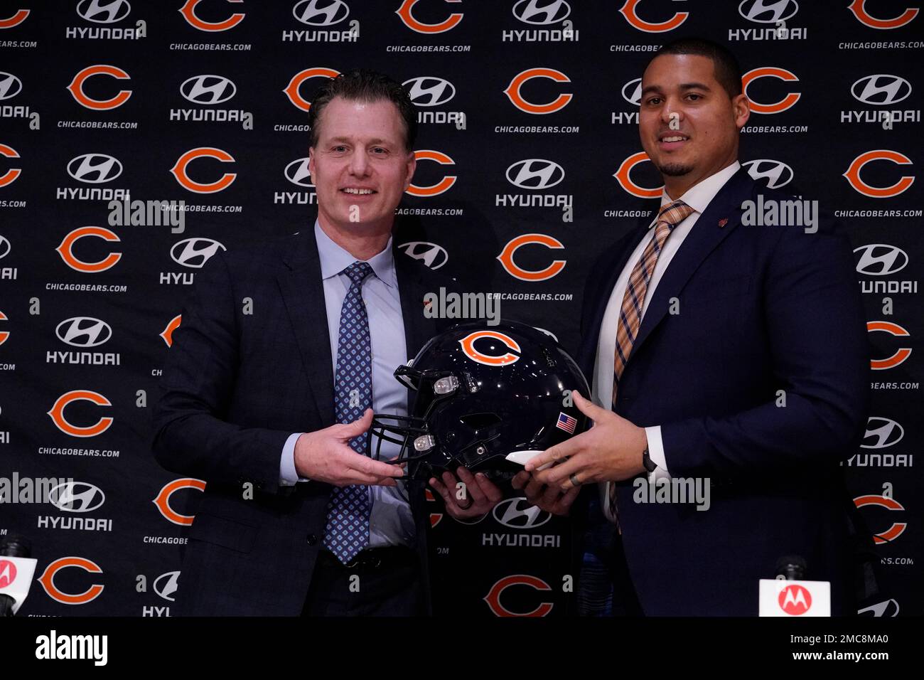 Chicago Bears New Head Coach Matt Eberflus, Left, And New General ...