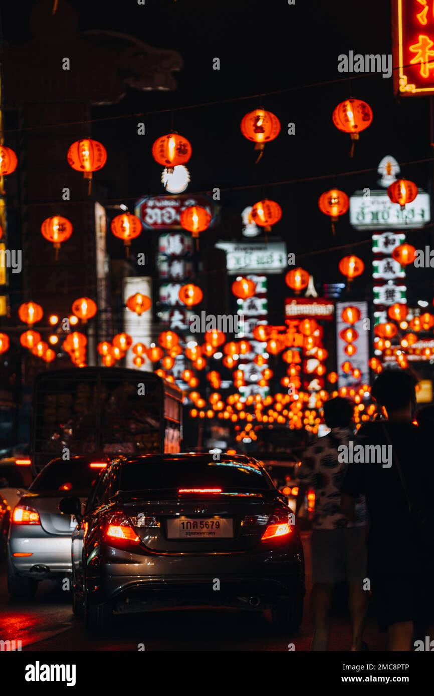 Chinese New Year Lunar in Chinatown Bangkok Thailand with Lanterns and ...