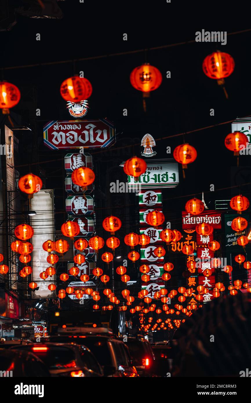Chinese New Year Lunar in Chinatown Bangkok Thailand with Lanterns and ...