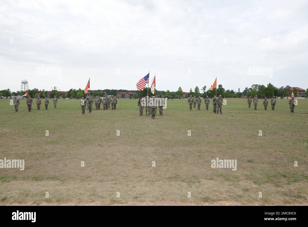The 359th Theater Tactical Signal Brigade conducted a change of command ceremony on Barton Field on Fort Gordon in Augusta, Ga on June 26, 2022. Col. Travis A. Hartman relinquished command of the 359th TTSB to Col. Tracy G. Monteith, ceremony was presided over by Major. Gen. John H. Phillips,  commanding general, 335th Signal Command Theater. Stock Photo
