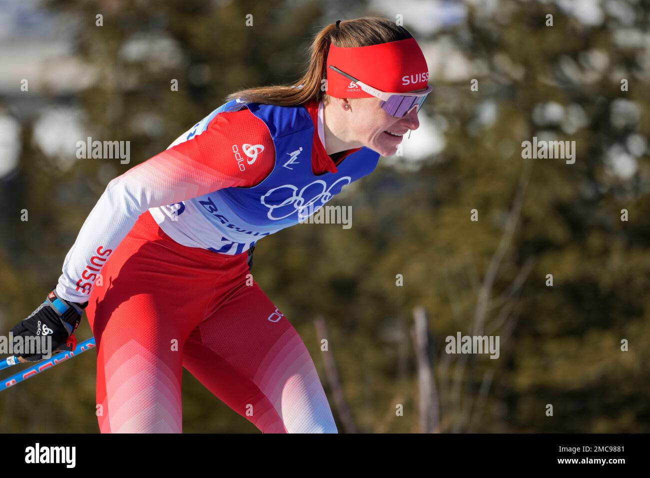 Nadine Faehndrich, of Switzerland, competes during the womens sprint free cross-country skiing competition at the 2022 Winter Olympics, Tuesday, Feb