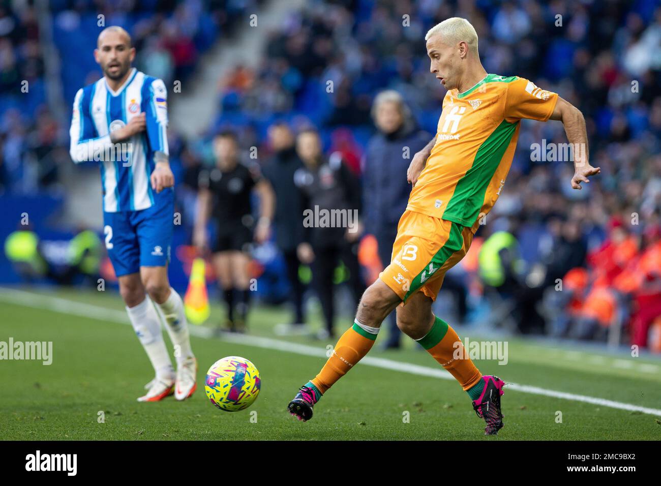 Sergio Canales of Real Betis Balompie during the Liga match between RCD Espanyol and Real Betis at RCDE Stadium in Cornella, Spain. Stock Photo