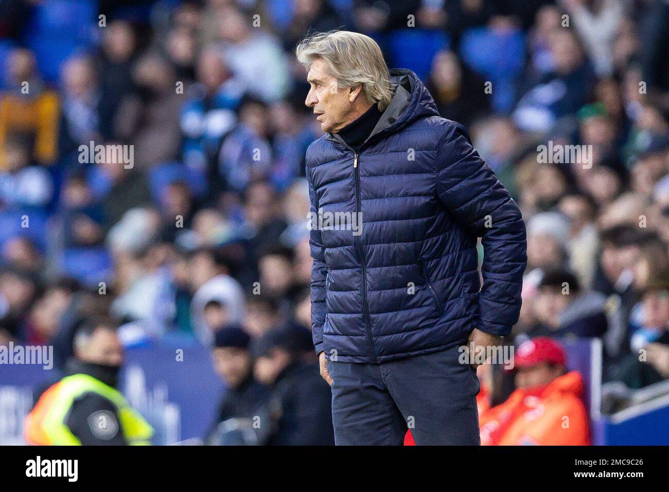 Manuel Pellegrini of Real Betis Balompie during the Liga match between RCD Espanyol and Real Betis at RCDE Stadium in Cornella, Spain. Stock Photo
