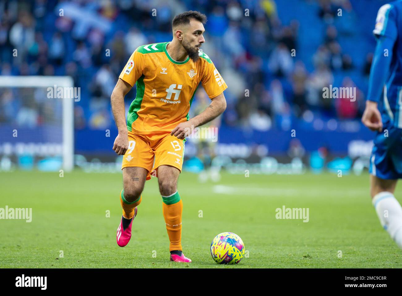 Borja Iglesias of Real Betis during the Liga match between RCD Espanyol and Real Betis at RCDE Stadium in Cornella, Spain. Stock Photo