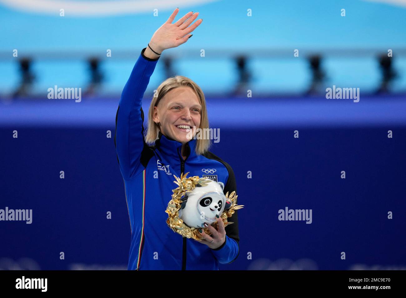 Gold Medalist, Arianna Fontana, Of Italy, Waves During The Victory.
