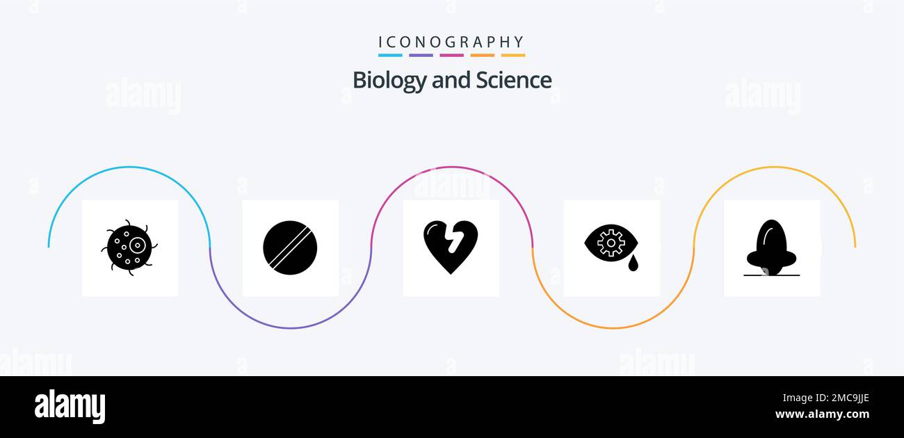 Biology Glyph 5 Icon Pack Including face. anatomy. science. laser