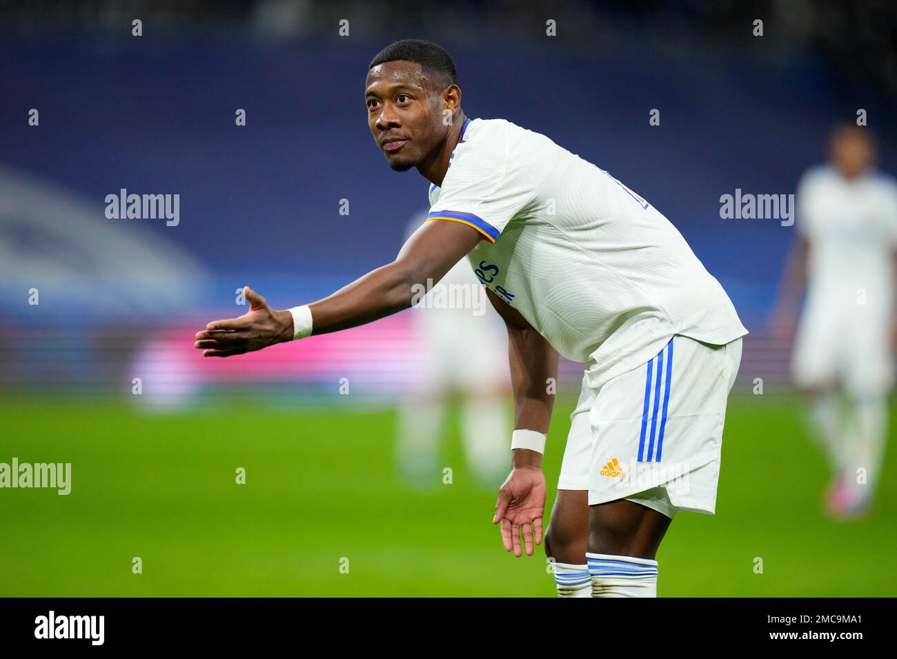 Real Madrid's David Alaba gestures during a Spanish La Liga soccer ...