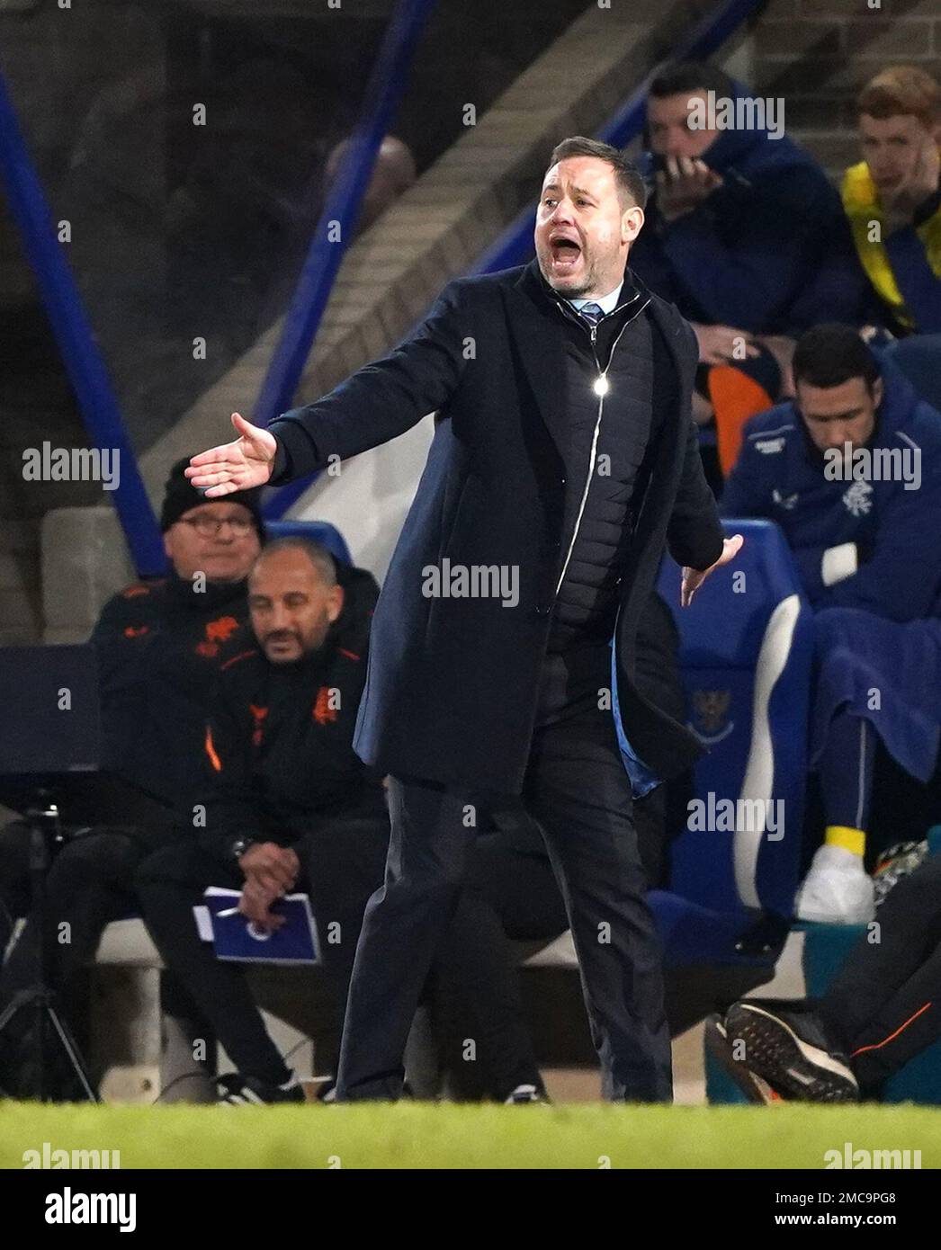 Rangers manager Michael Beale gestures on the touchline during the
