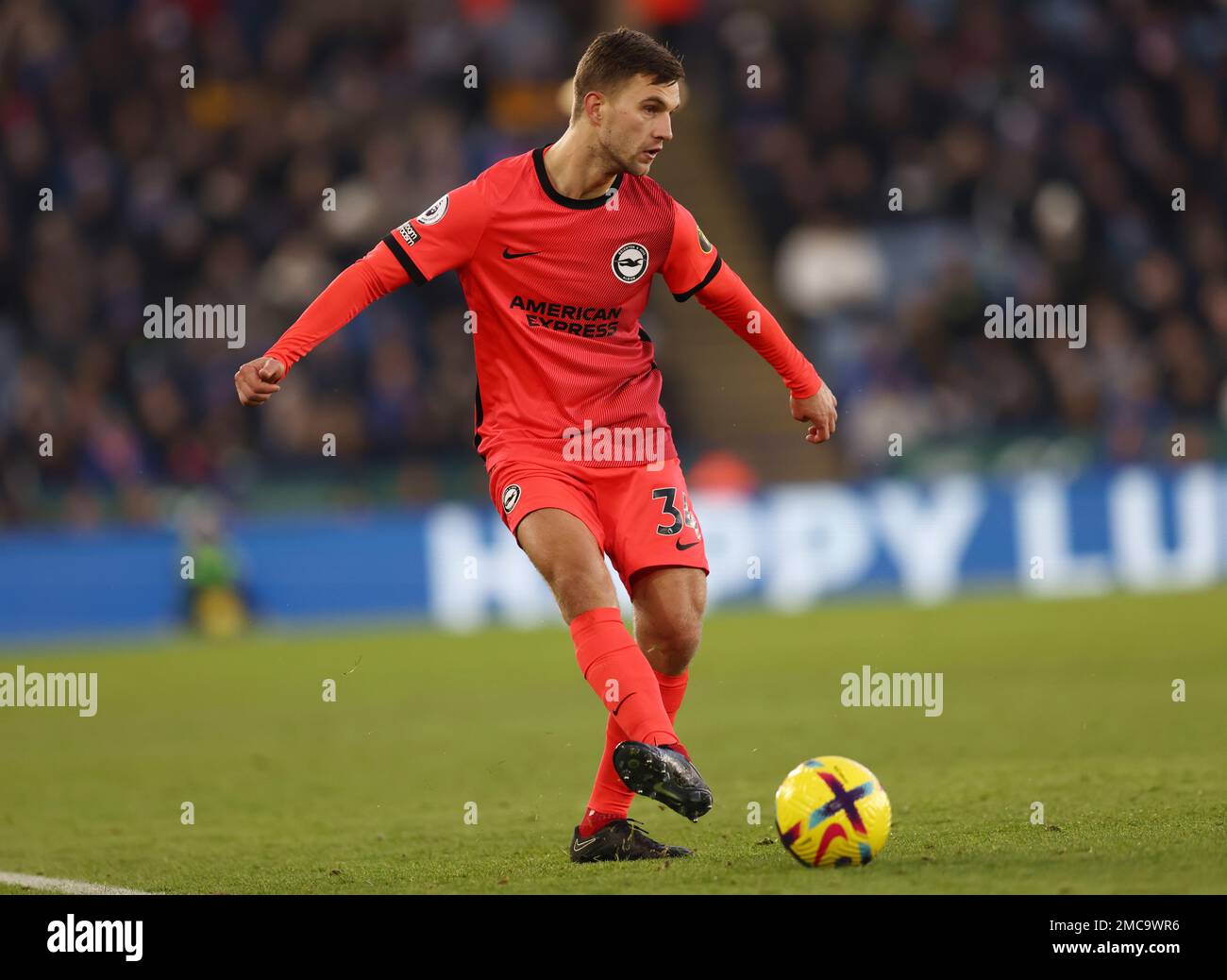 Leicester, England, 21st January 2023.  Joel Veltman of Brighton during the Premier League match at the King Power Stadium, Leicester. Picture credit should read: Darren Staples / Sportimage Stock Photo