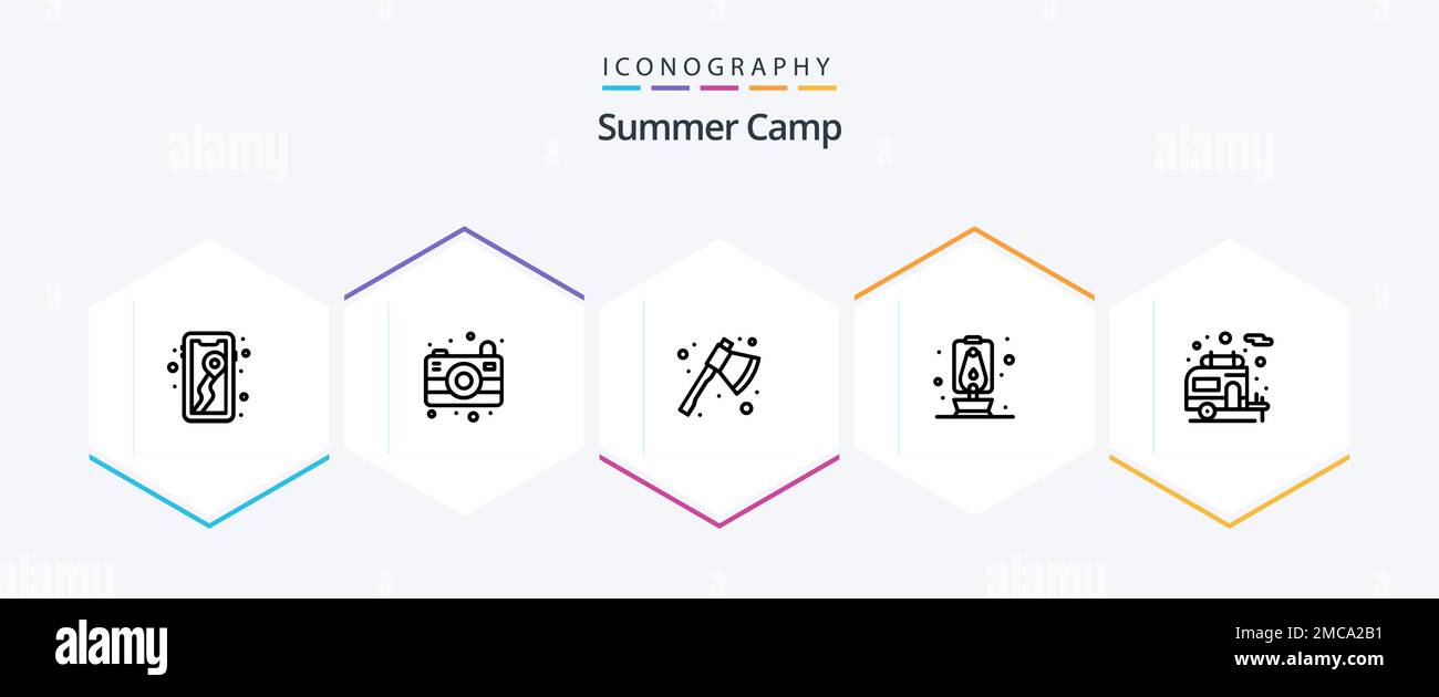 Summer Camp 25 Line icon pack including . camping. axe. camper. camping ...