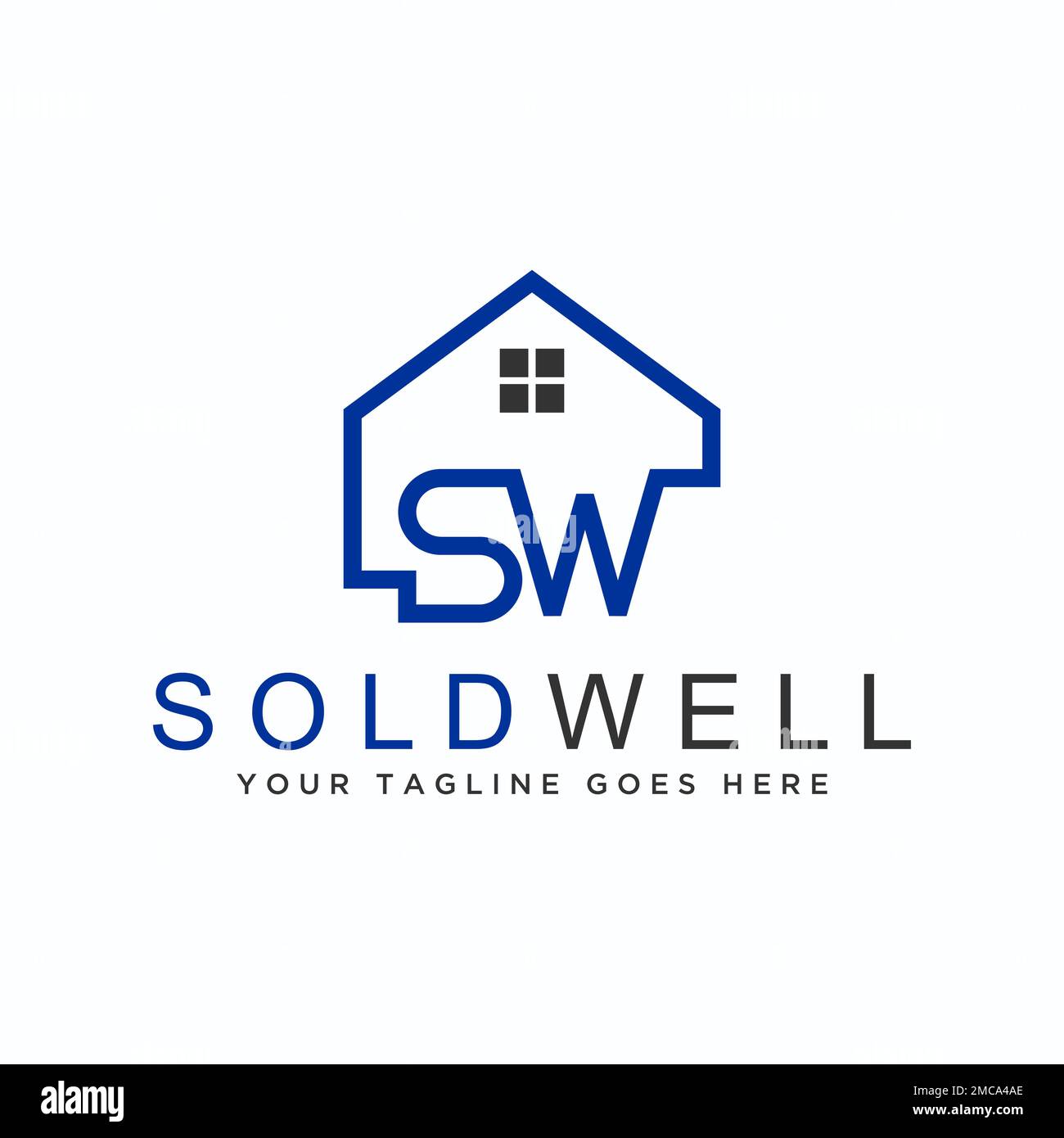 Simple House and letter or word SW font in block circle image graphic icon logo design abstract concept vector stock. related to property or initial Stock Vector