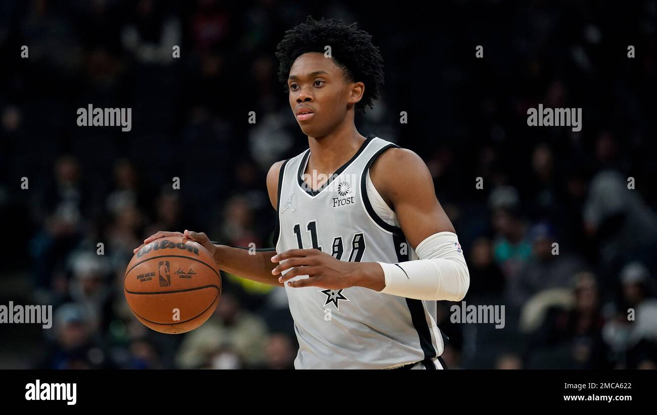San Antonio Spurs guard Joshua Primo (11) during the second half of an