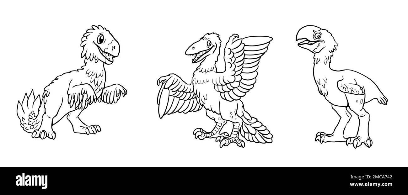 Cute dinosaurs utahraptor archaeopteryx and titatnis for coloring Cute dinosaurs utahraptor archaeopteryx and titatnis for coloring