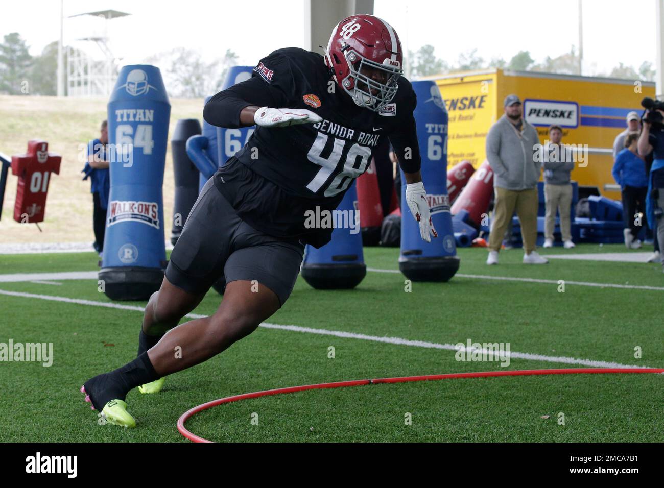 American Team defensive lineman Phidarian Mathis of Alabama (48) runs