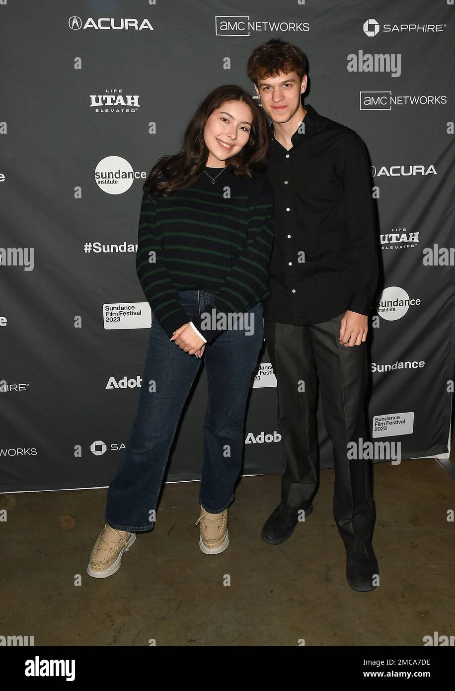 Park City, USA. 21st Jan, 2023. Emma Tremblay and Jacob Buster attend the 2023 Sundance Film Festival 'Aliens Abducted My Parents and Now I Feel Kinda Left Out' Premiere at REDSTONE CINEMA on January 21, 2023 in Park City, Utah. Photo: Casey Flanigan/imageSPACE/Sipa USA Credit: Sipa USA/Alamy Live News Stock Photo