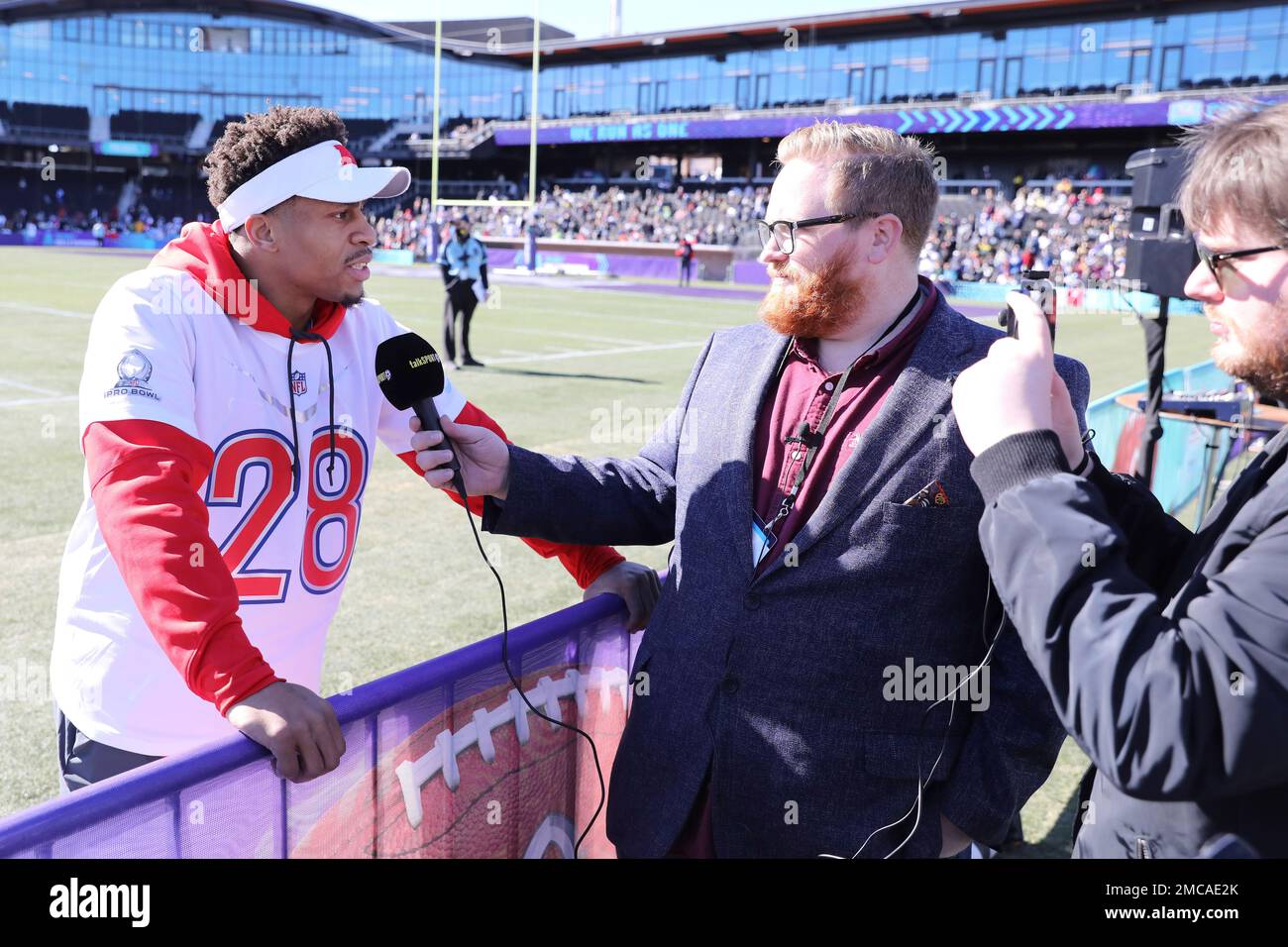 AFC running back Jonathan Taylor of the Indianapolis Colts talks with the  media after Pro Bowl NFL football practice, Thursday, February 3, 2022, in  Las Vegas. (Gregory Payan/AP Images for NFL Stock