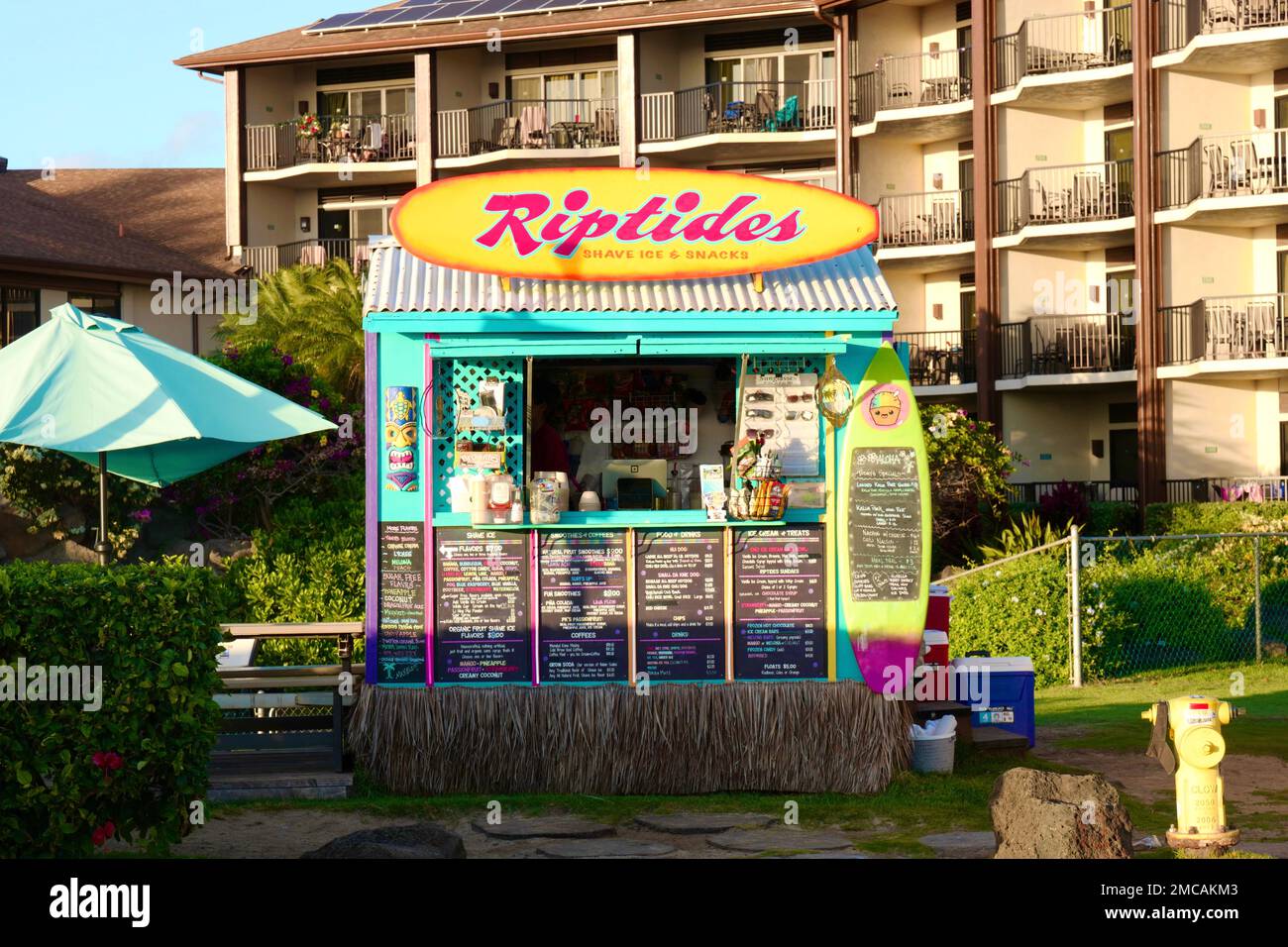 Shave Ice stand in Poipu on the tropical island of Kauai Stock Photo