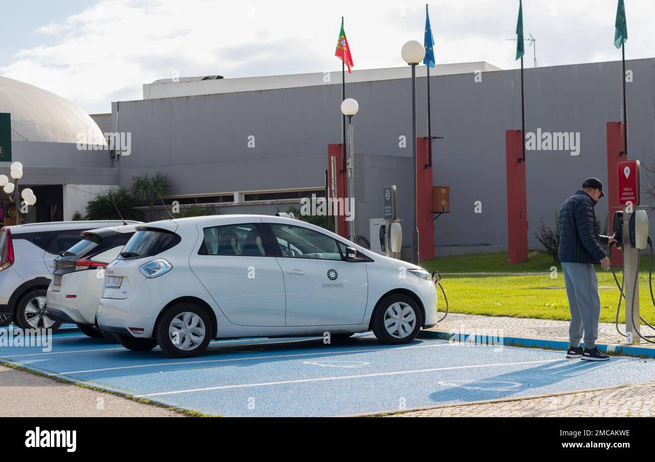 Portugal, Vilamoura, 01 02 2023 Special parking spaces for charging