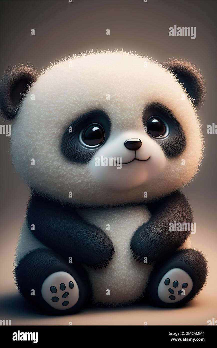 ai midjourney generative illustration of a cute baby panda teddy bear Stock  Photo - Alamy