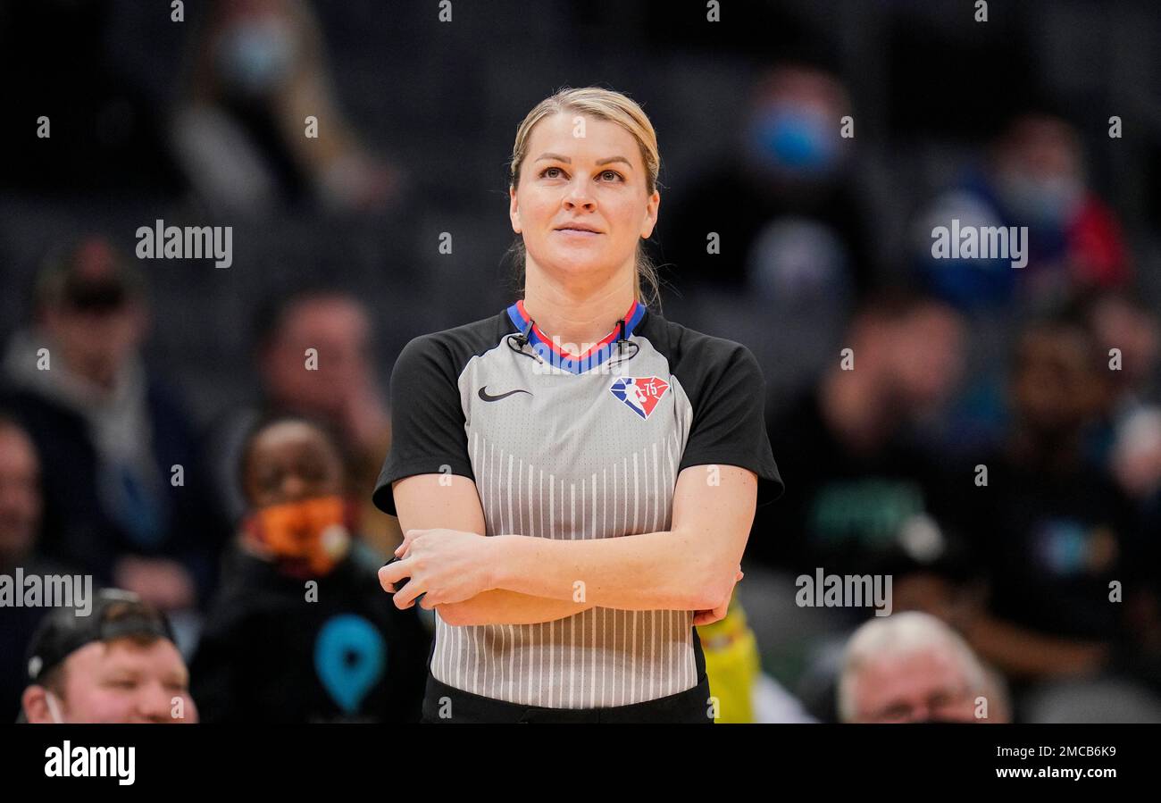 NBA referee Jenna Schroeder (84) in action during the second half
