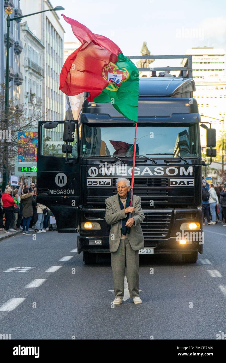 Marquês de Pombal, Lisbon, Portugal, January 21, 2023. Demonstration of protest for animal rights. Protest scheduled after the Constitutional Court co Stock Photo