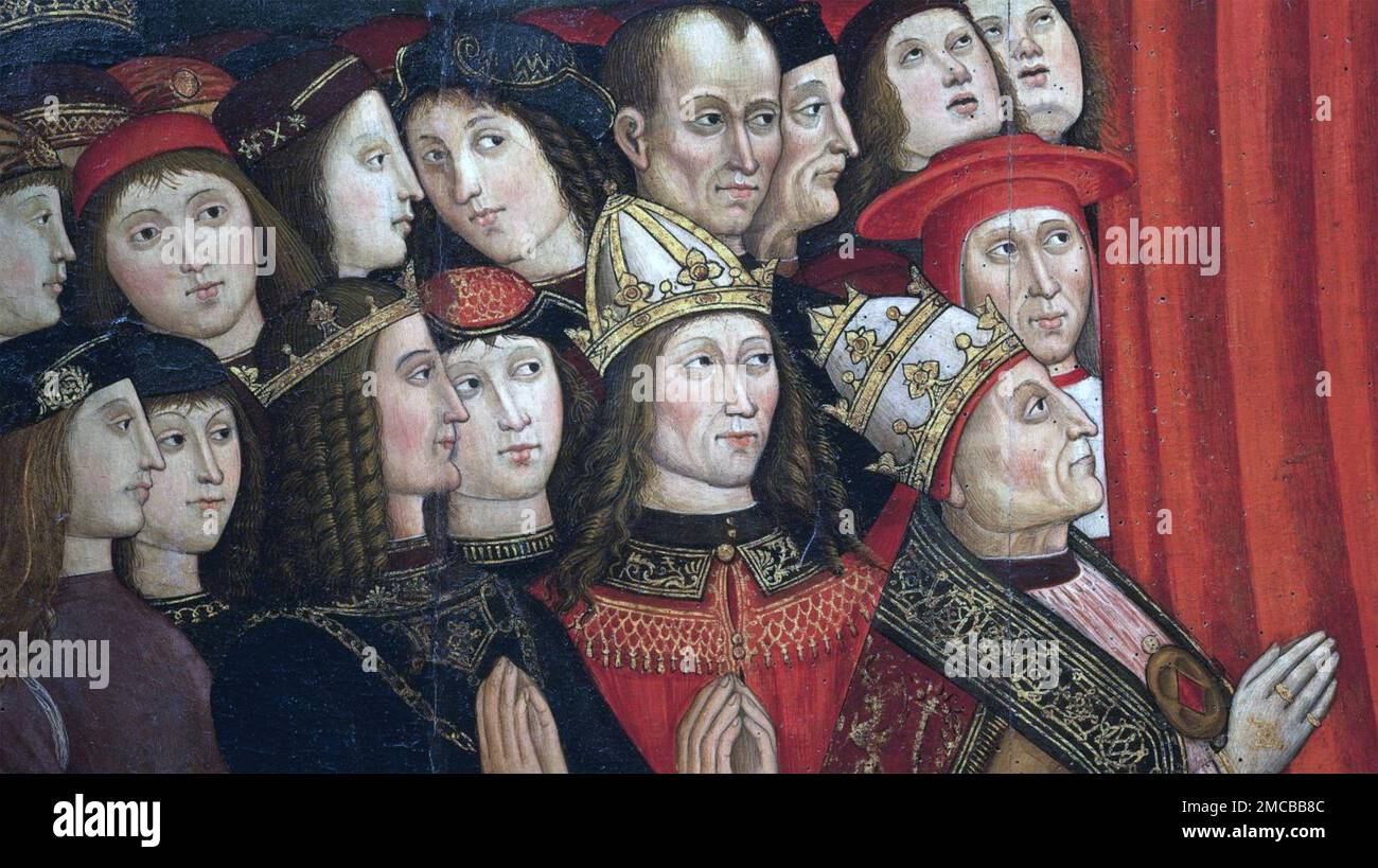 POPE ALEXANDER VI (1431-1503)  with some of his illigitimate children Stock Photo