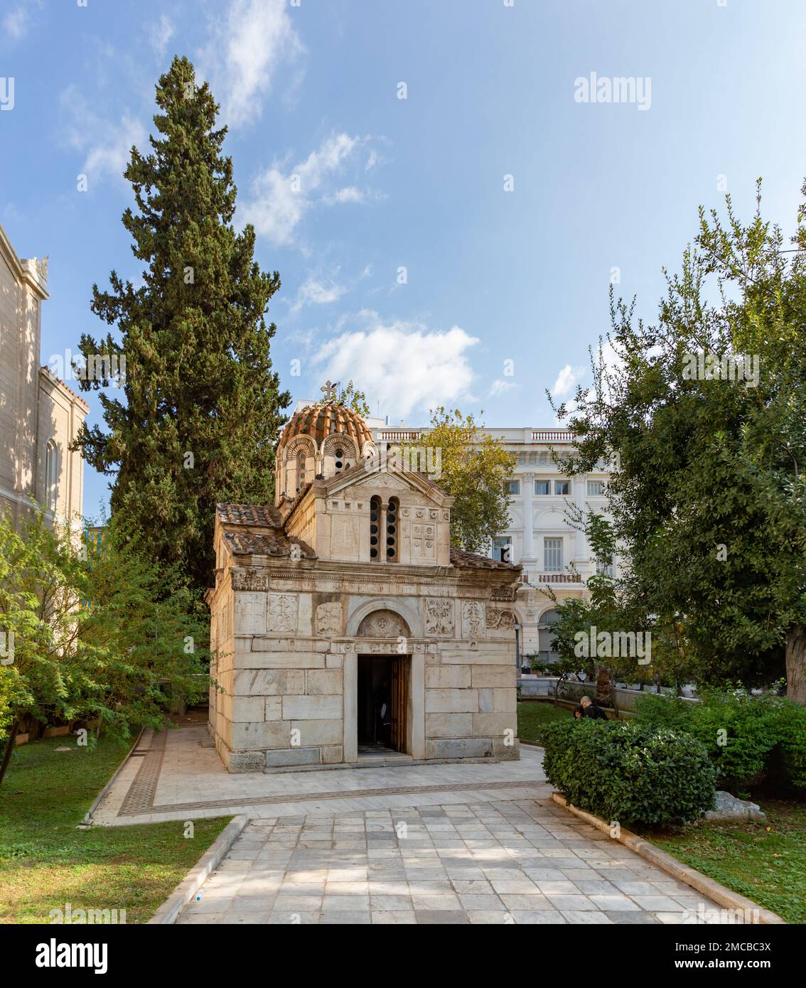 A picture of the Holy Church of Theotokos Gorgoepikoos and Saint Eleutherius. Stock Photo