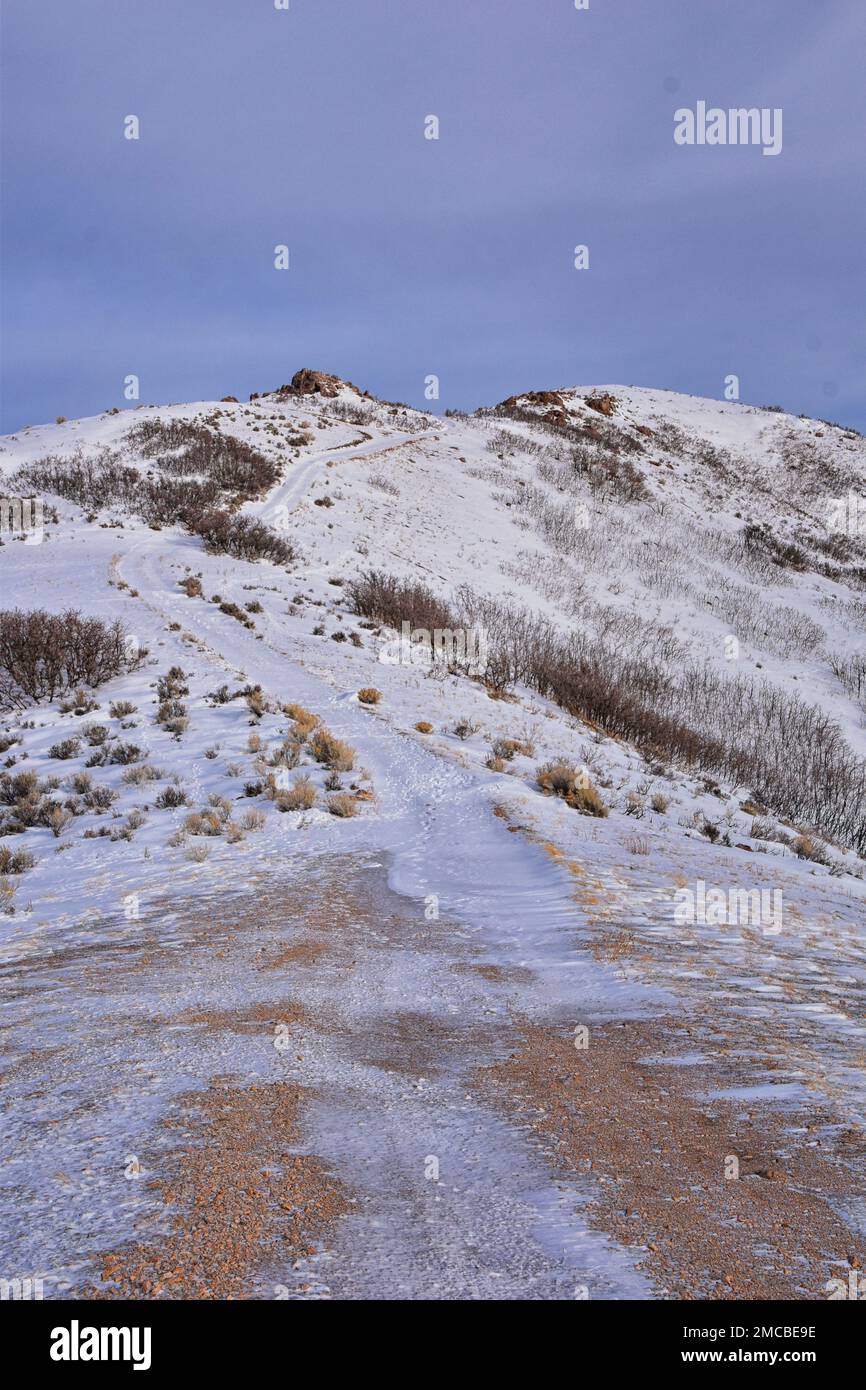 Maack Hill from Sensei hiking trail snowy mountain views, Lone Peak ...