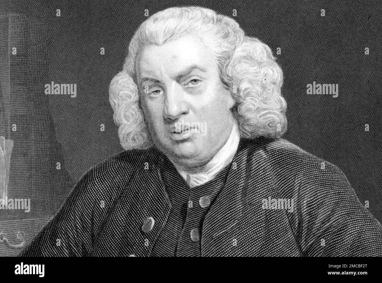 SAMUEL JOHNSON (1709-1784) English writer and lexicographer.Engraving after a portrait by Joshua Reynolds about 1772 Stock Photo
