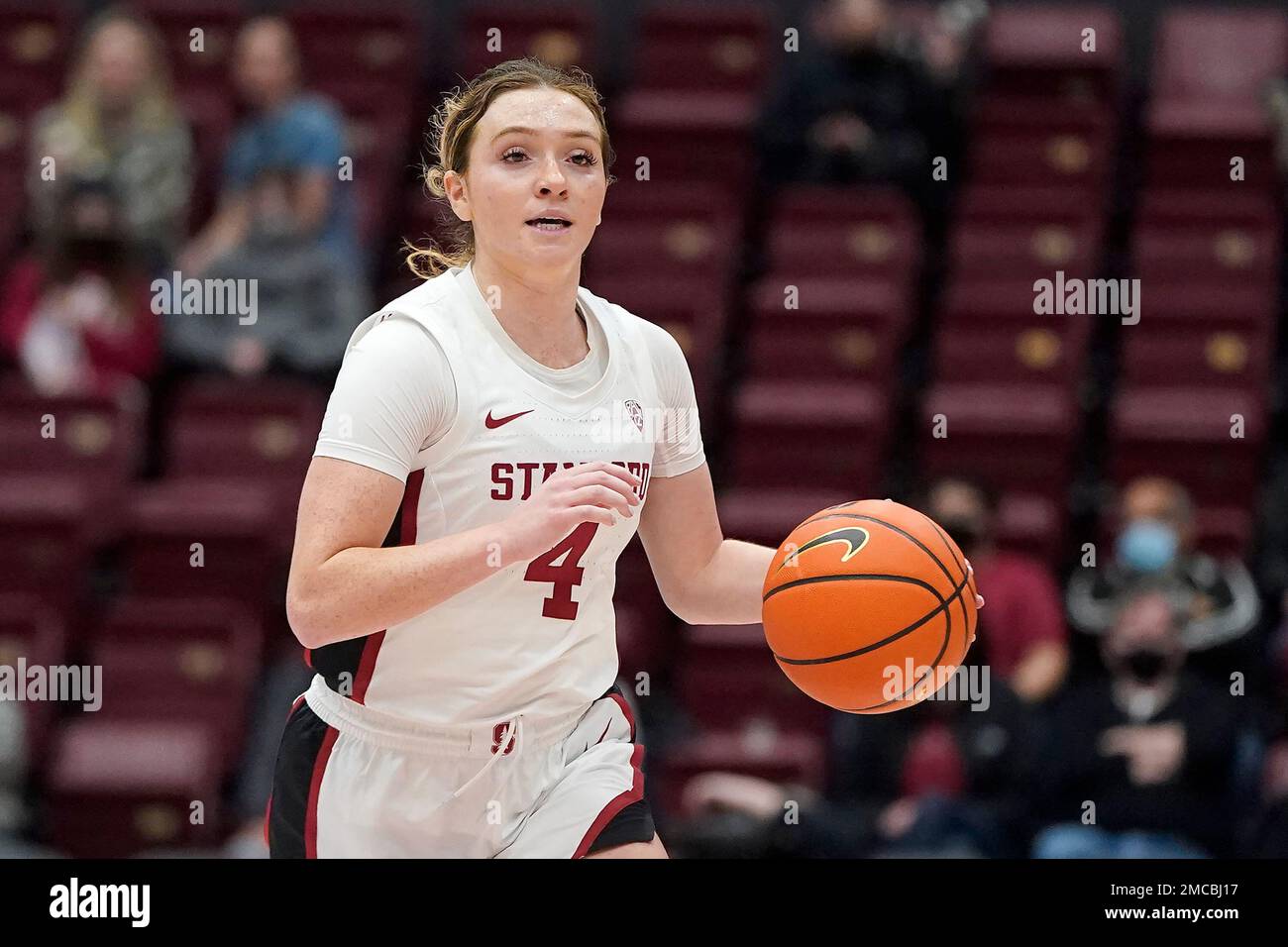 Stanford guard Jana Van Gytenbeek (4) dribbles upcourt against Arizona ...