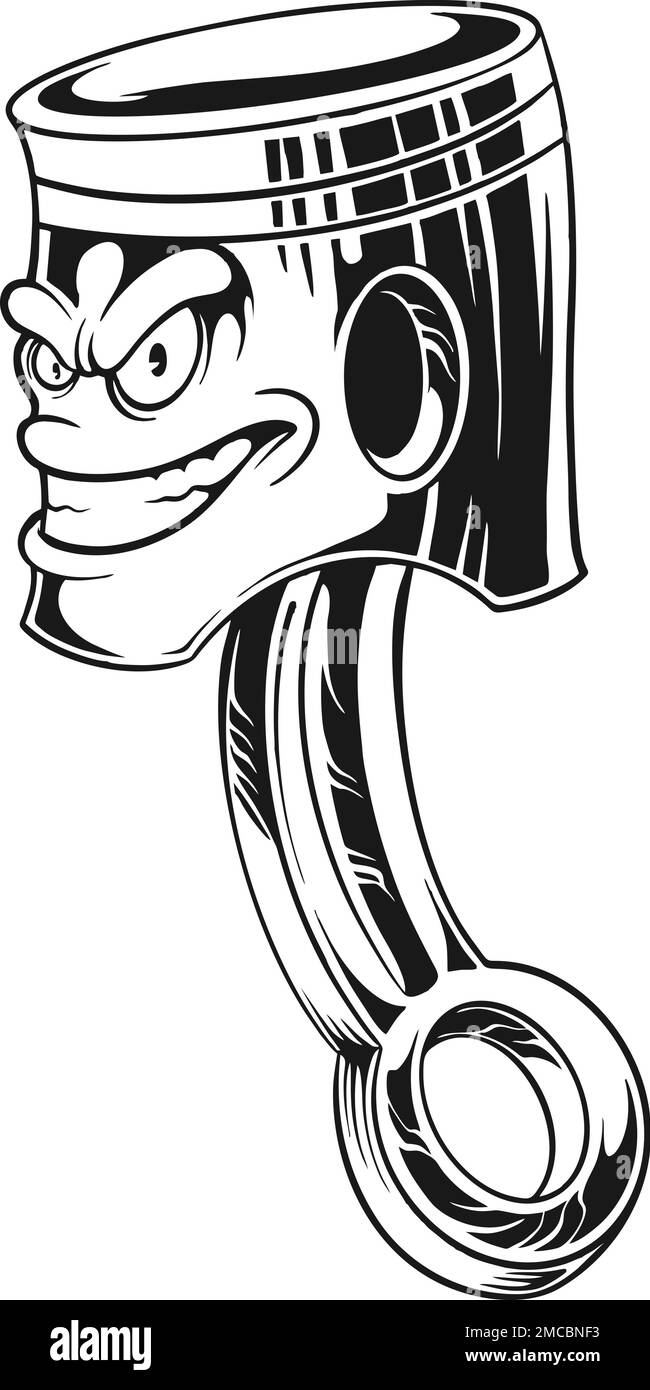 Racing engine piston head logo mascot monochrome vector illustrations for your work logo