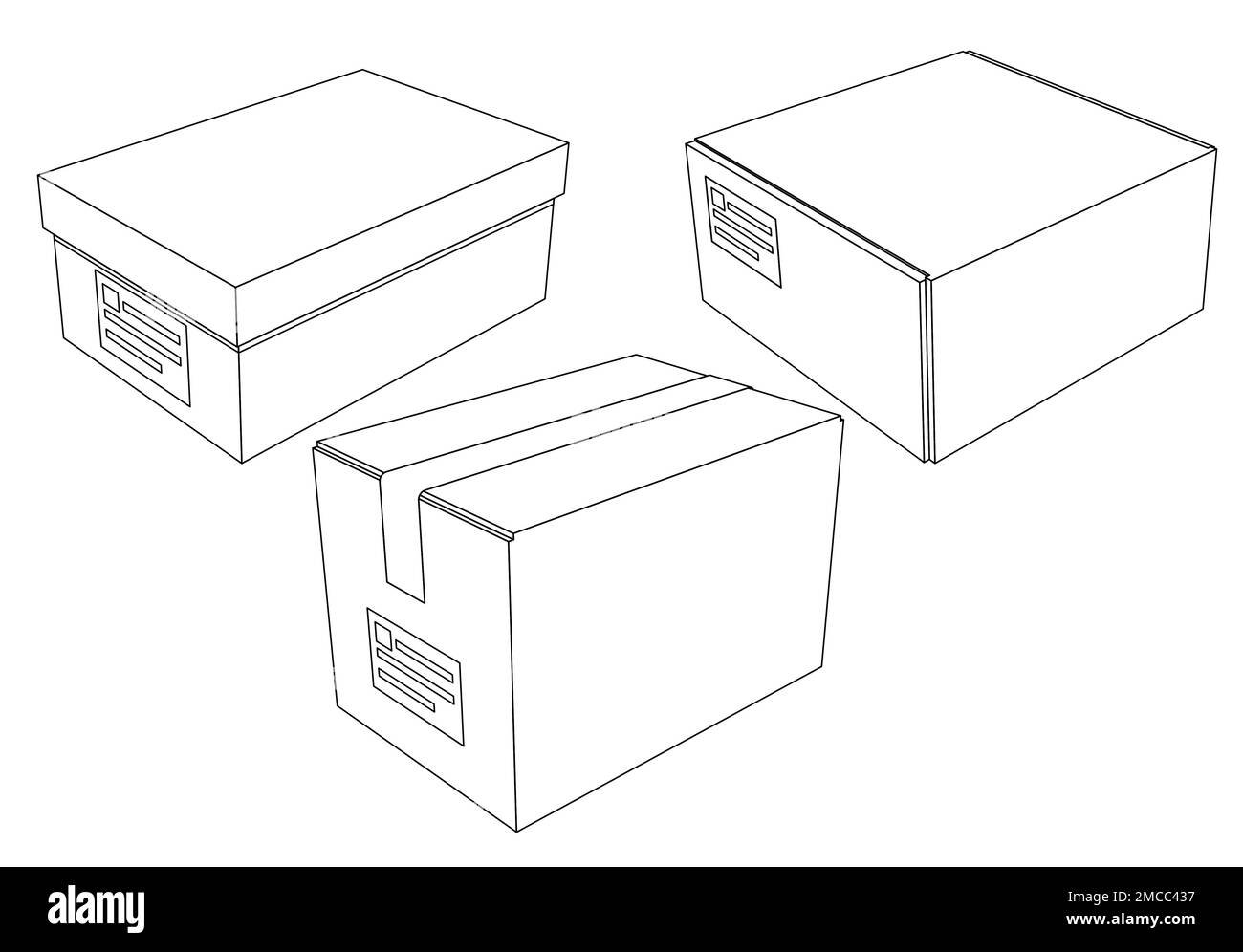 Cardboard boxes set for delivery and storage. Isolated carton crates
