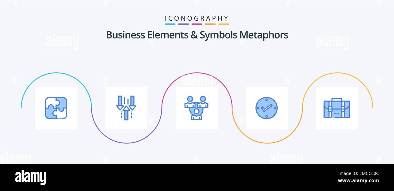 Business Elements And Symbols Metaphors Blue 5 Icon Pack Including backpack. approved. download. tick. communication Stock Vector