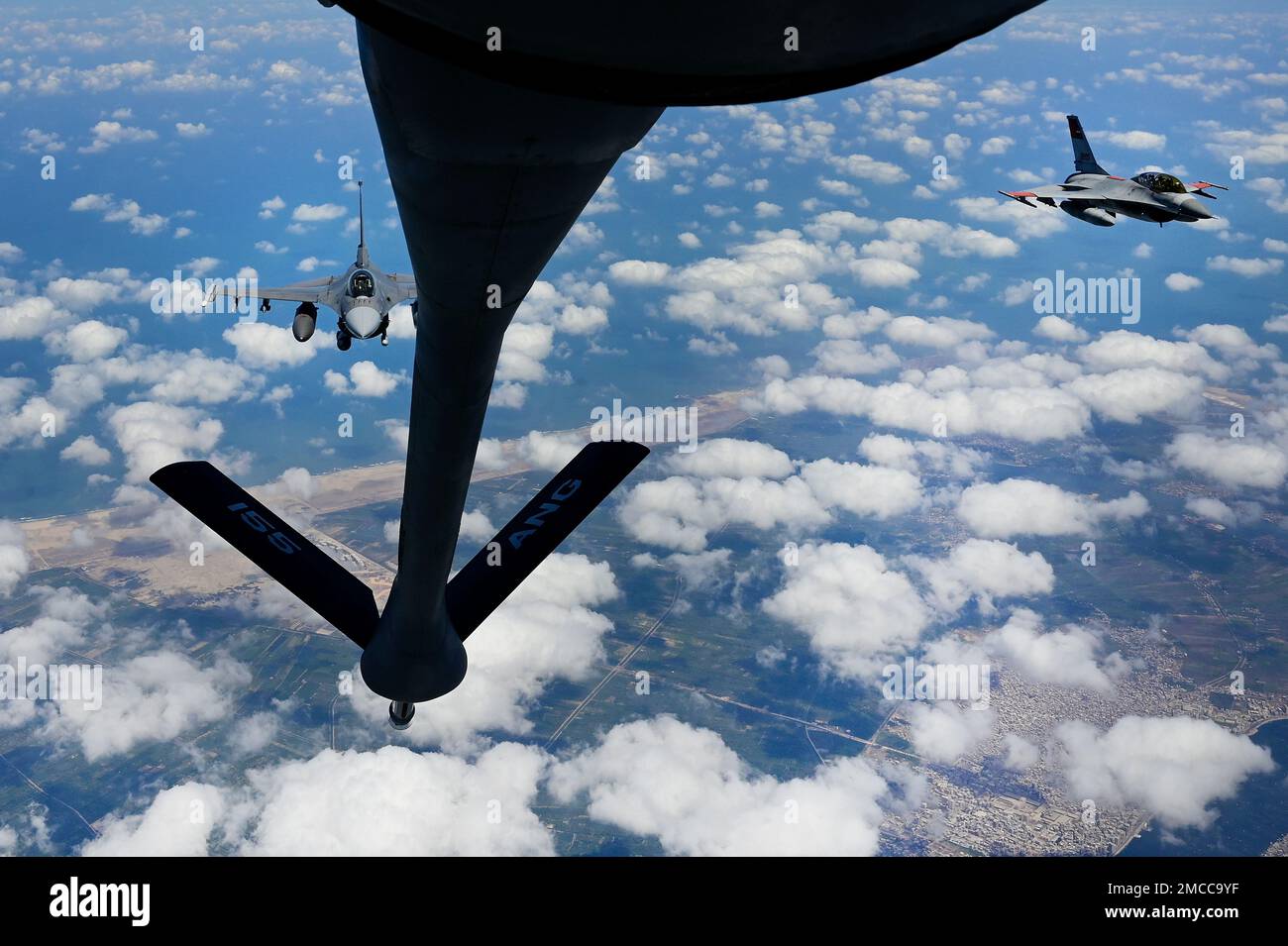 U.S. Air Force F-16 aircraft assigned to the 179th Expeditionary ...