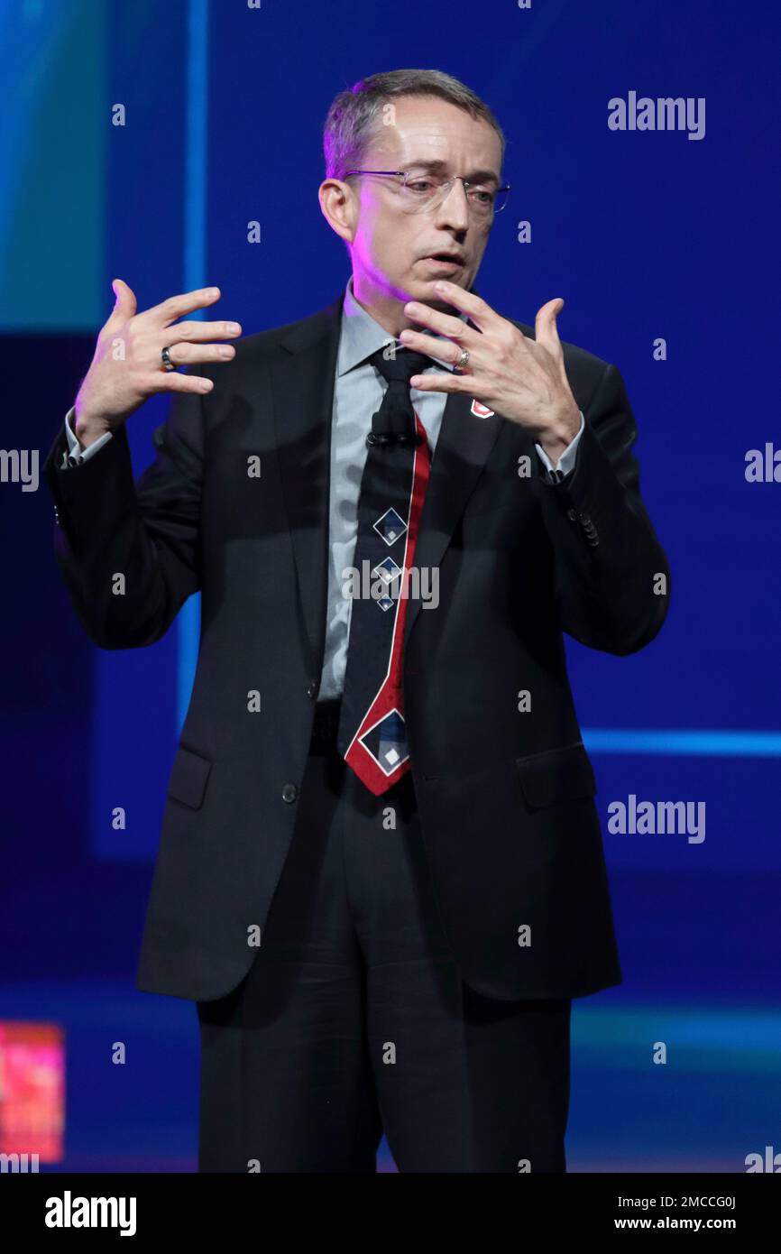Intel CEO Patrick Gelsinger speaks during the announcement on Friday Jan.  21, 2022 in Newark, Ohio, that Intel will invest $20 billion to build two  computer chip factories on a 1,000-acre site